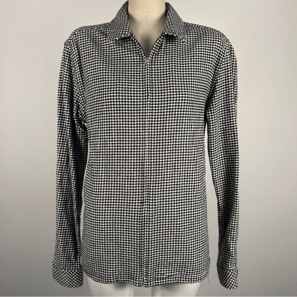 ❤️ Topman Monochrome Checkered Zipper Light Slim Jacket Size M